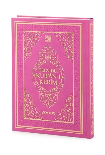 Tecvidli Kuranı Kerim Termo Deri Cami Boy Pembe Renkli