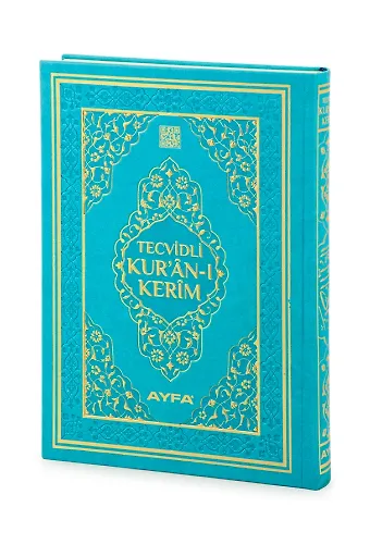 Tecvidli Kuranı Kerim Termo Deri Cami Boy Turkuaz Renkli